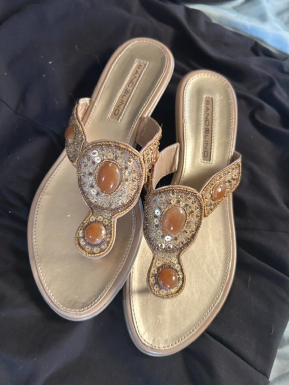 size 81/2 8.5 womens gold bling shoes sandals 8 1/2 eight - Picture 4 of 8